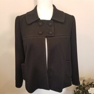 WILLI SMITH BLACK CROPPED JACKET WITH WHITE TOP STITCHING SIZE L